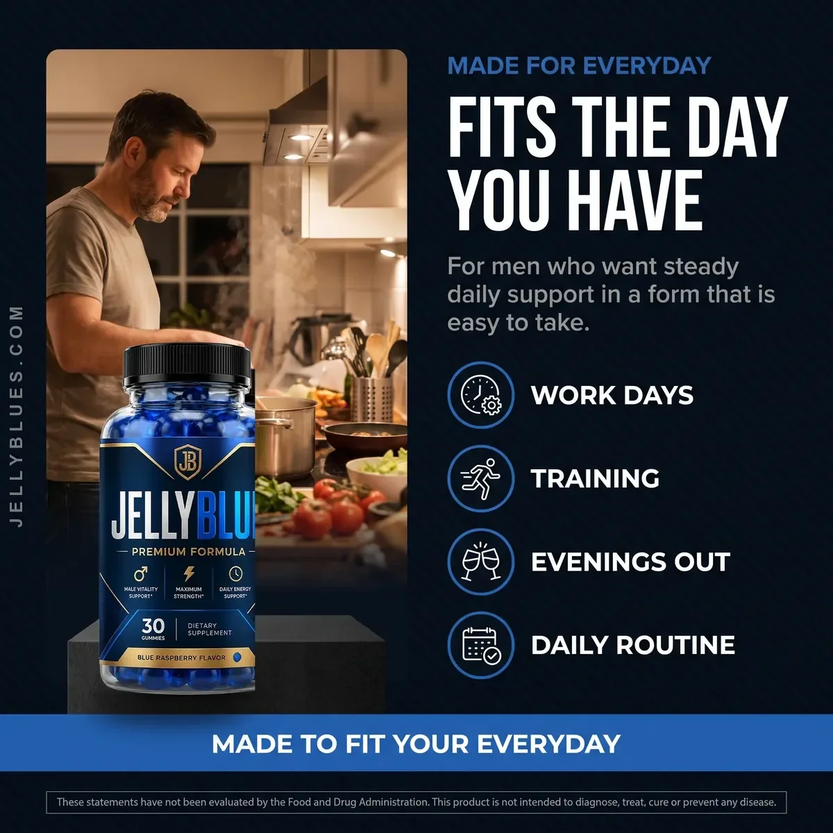 JellyBlue scene showing the everyday use the bottle is labelled for